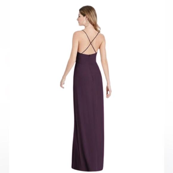 After Six Aubergine Spaghetti Strap Pleated Pocket Formal Dress 1514 Size 14 NEW - Picture 5 of 14